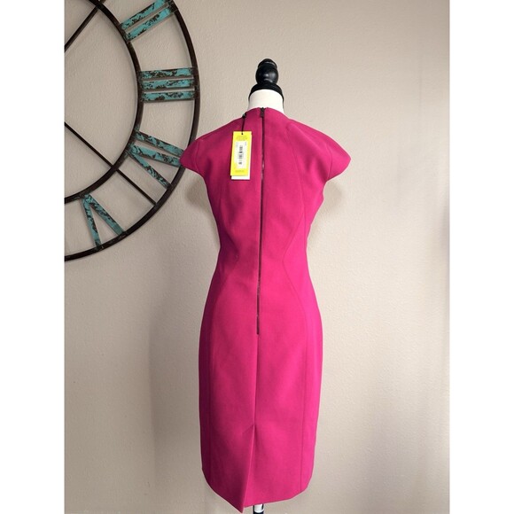 Karen Millen Dress Magenta Cap Sleeve Lined Sheath Size 8 NWT $339 - Picture 2 of 5
